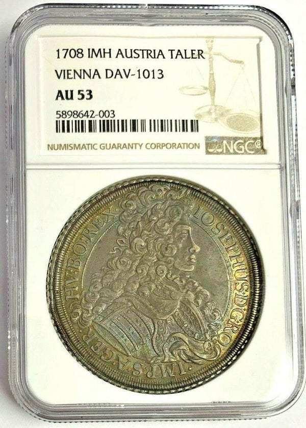 Austria 1708 Silver Coin Thaler Joseph I Vienna DAV-1013 NGC AU53