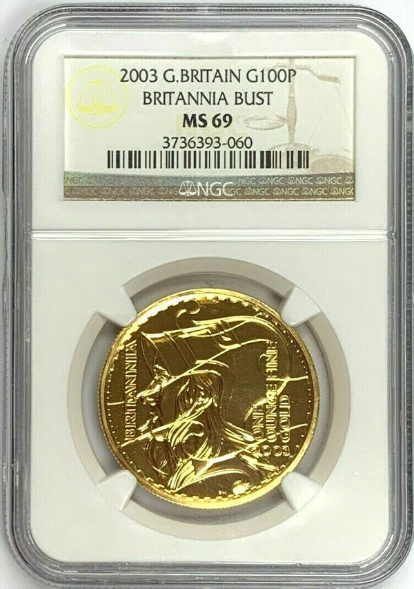 Great Britain 2003 Gold 100 Pounds Elizabeth II Britannia NGC MS69