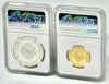 Romania 1982 Gold Silver Set 100, 500 Lei Independent State NGC PF67,69