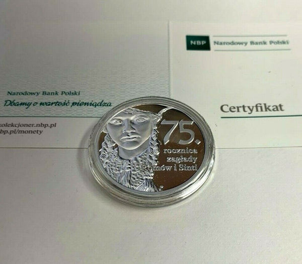 2019 Poland Silver Coin 10 Zloty 75th Anniversary of Romani and Sinti Genocide