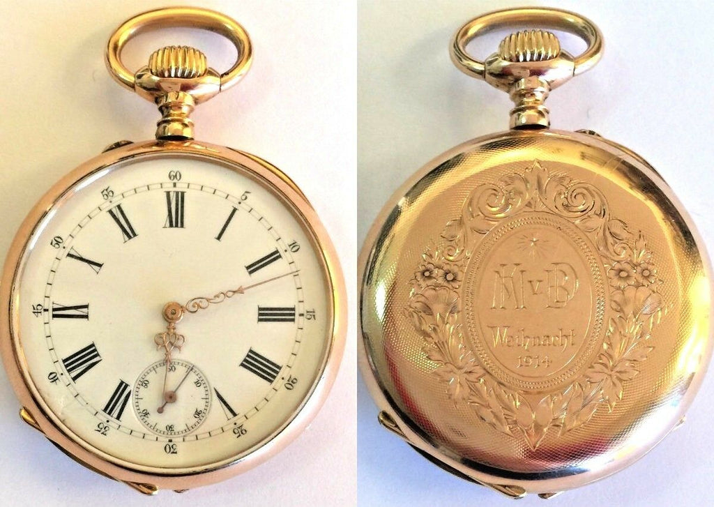 Antique Swiss 1890 Gold Shooting Watch Frauenfeld Switzerland Extremely Rare