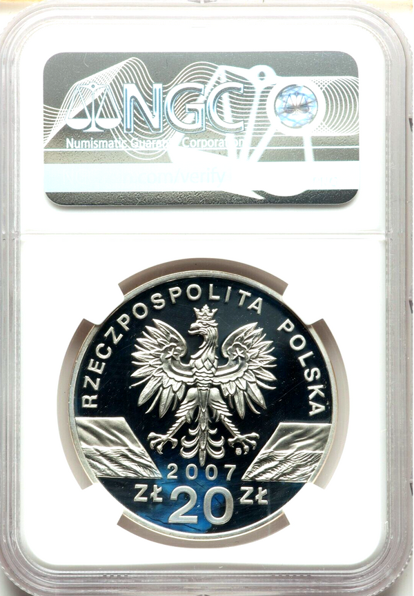 2007 Poland Silver 20 Zloty Grey Seal Animals of the World NGC PF66