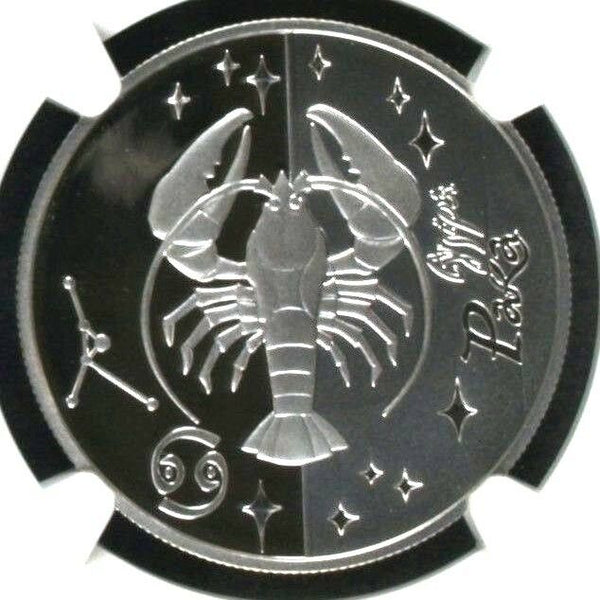 Ukraine 2008 Silver 5 Hryven Signs of the Zodiac Cancer NGC PF70 Box COA
