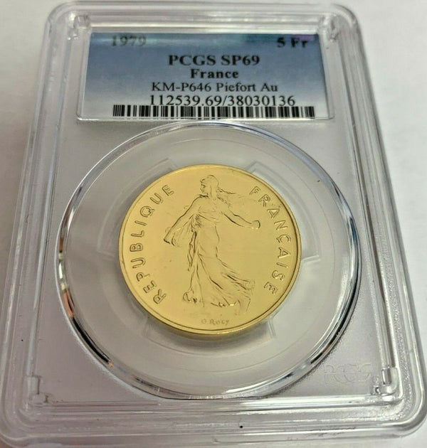 France 1979 Gold Proof Gold 5 Francs Piefort Paris PCGS PF69 Low Mintage