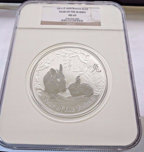 2011 Australia 1 kilo Silver Coin $30 Year of the Rabbit Perth Mint NGC MS69