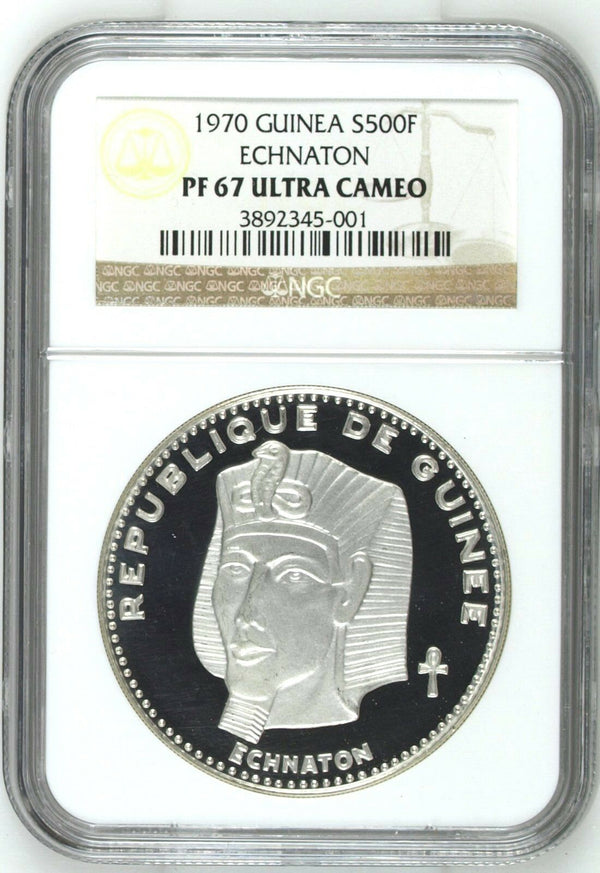 Guinea 1970 Set 7 Silver Coins 500 Francs Ancient Egyptian Pharaons NGC PF65-68