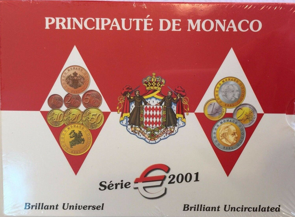 Monaco 2001 Official Euro Set 8 Coins Limited Edition