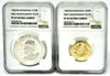 Romania 1982 Gold Silver Set 100, 500 Lei Independent State NGC PF67,69