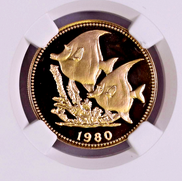 Belize 1980 Gold $100 Moorish Idol Reef Fish NGC PF70 Elizabeth II