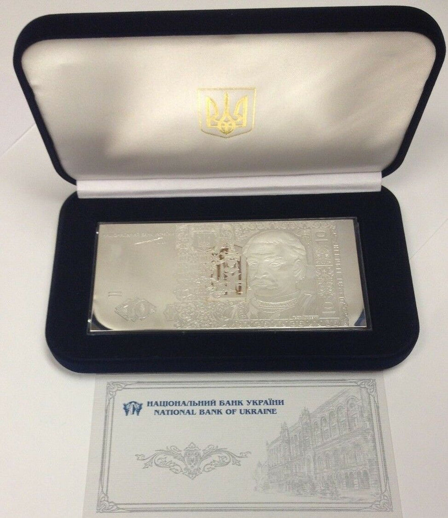 2004 Ukraine 10 Hryvnas Rectangular Silver Coin 4oz Ivan Mazepa Box COA Mint-500