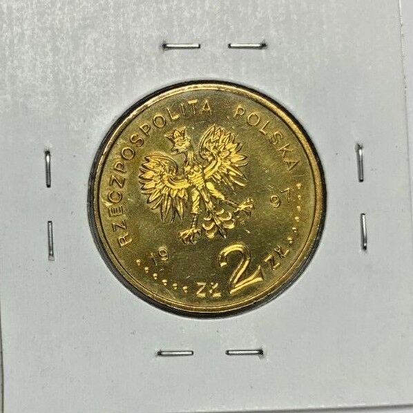 1997 Poland 2 Zlotych BU UNC Nordic Gold Coin PAWEL EDMUND STRZELECKI