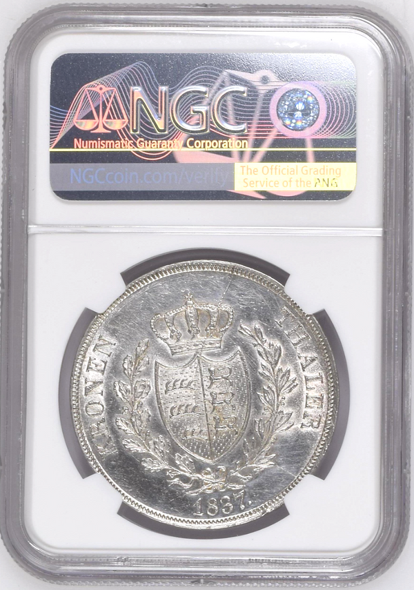 Extremely Rare 1837 German States Württemberg Silver Taler Wilhelm I NGC