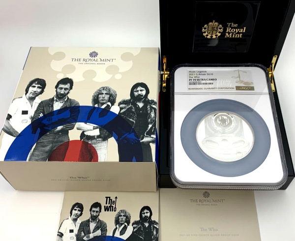 2021 Great Britain 5oz Silver £10 The Who Music Legends NGC PF70 Mintage 500