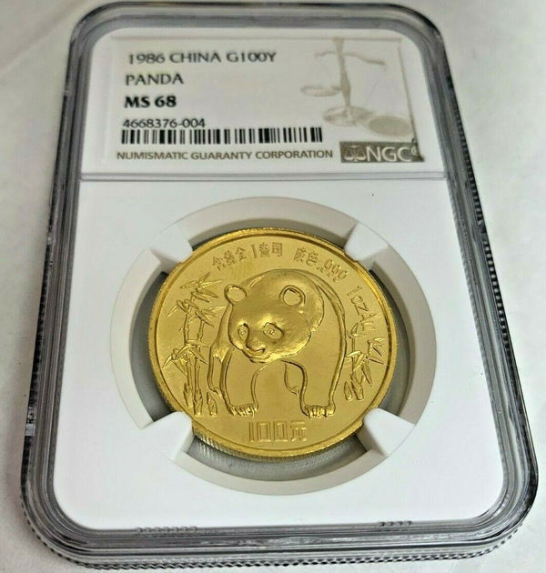 China 1986 Gold Coin 100 Yuan 1oz Panda NGC MS68 Temple of Heaven