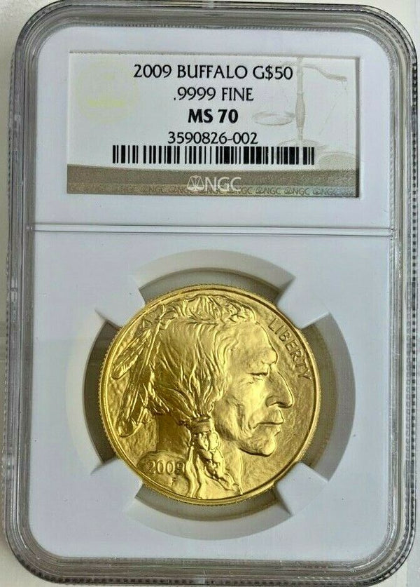 2009 Gold 1oz Coin $50 American Buffalo Eagle perfect condition NGC MS70