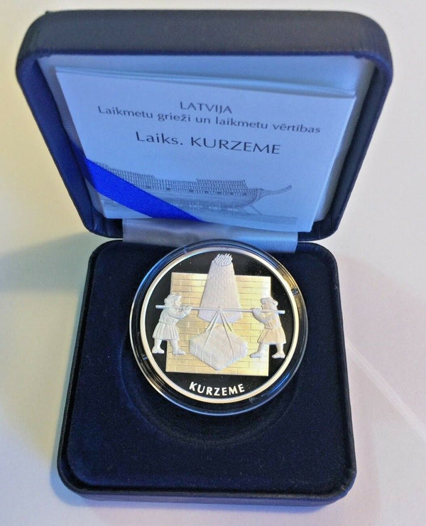 Latvia 2003 Silver Proof Coin 1 Lats Kurzeme Courland Ship Rare Mintage-5,000