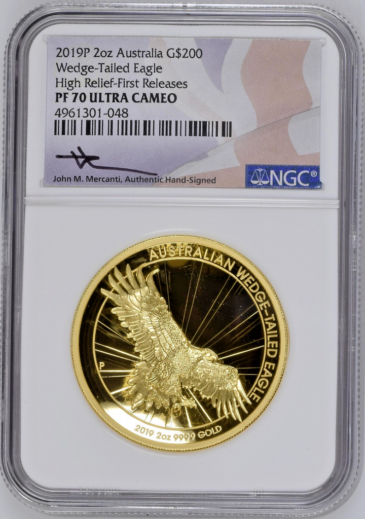 Australia 2019 Gold $200 Wedge Tailed Eagle NGC PF70 Mintage-250 Top Pop