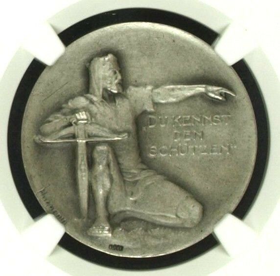 Swiss 1924 Silver Shooting Medal Aargau R-44a M-38 NGC MS65 Switzerland