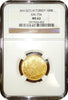 AH1327//4 Turkey 100 Kurush Gold Coin Toughra Mehmed V Reshad NGC MS62