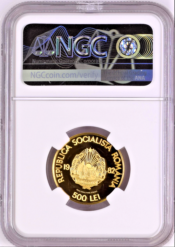 Romania 1982 Gold 500 Lei 2050 years Independent Dacian state NGC PF69