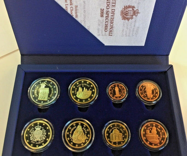 San Marino 2008 Complete Euro Proof Set 8 Coins Box COA
