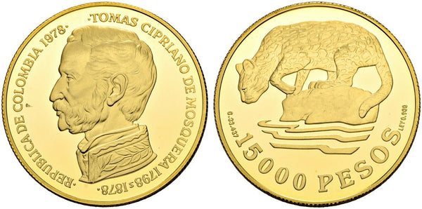 Colombia 1978 Gold Coin 15000 Pesos WWF Ocelot NGC PF69 Mintage-148 coins