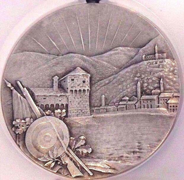 Very Rare Swiss 1900 Silver Shooting Medal Ticino Locarno R-1416a NGC Mint-200