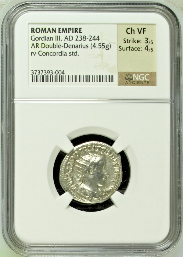 Roman Empire Gordian III AD238-244 AR Double Denarius Concordia seated NGC Ch VF
