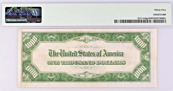 1934 $1000 Bill Federal Reserve Note Chicago Dark Green PMG VF35 Fr.2211-Gdgs