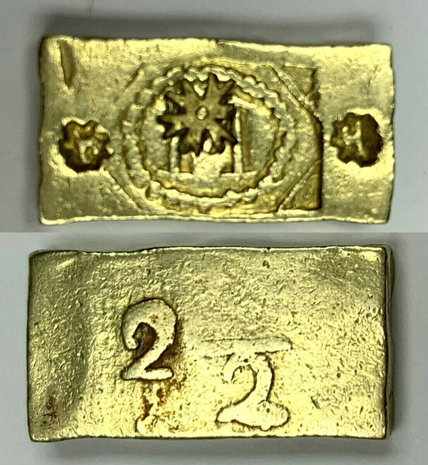 Rare Mozambique 1851 Gold 2½ Maticaes Countermark Rosette over letter M