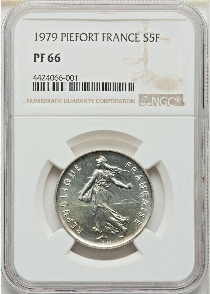 France 1979 Silver Coin 5 Francs Piefort Semeuse Sower NGC PF66