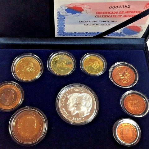 Spain 2002 Official Euro Set 9 Coins Special Edition Spain Presidency of EC