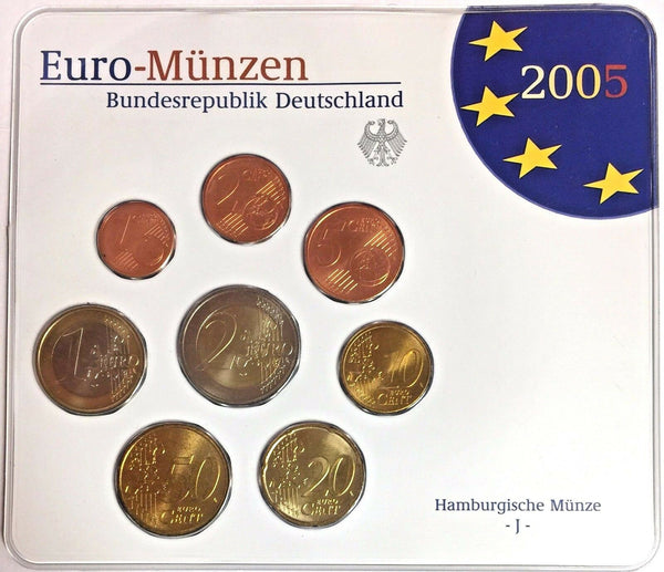 2005 J Germany Official Euro Coins Set Special Edition Hamburg Mint Deutschland