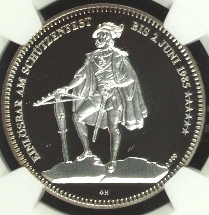 Switzerland 1985 Silver 50 Francs Shooting Taler Medal Uri Altdorf NGC PF69