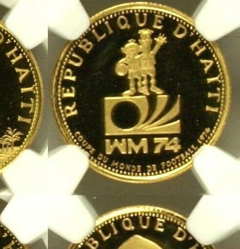 Haiti 1973 Rare Gold 200 Gourdes World Cup Soccer Football Mintage-915 NGC PF68