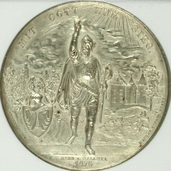 Swiss 1891 Silver Shooting Medal Aargau Bremgarten Switzerland R-14b NGC MS62