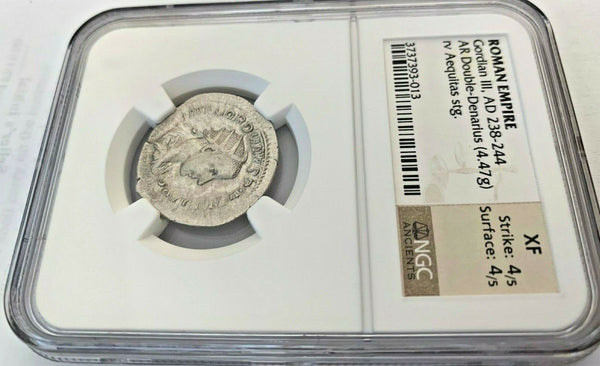 Roman Empire Gordian III AD238-244 Double Denarius Aequitas standing NGC XF