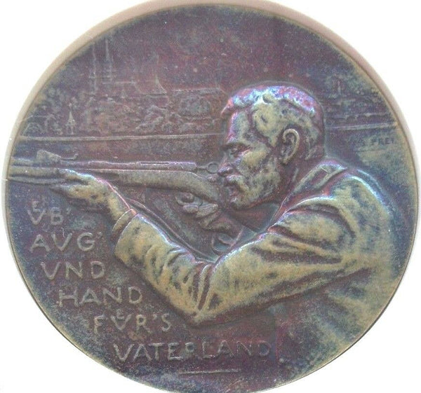 Rare Swiss 1900 Bronze Shooting Festival Medal Basel R-127b 45mm NGC