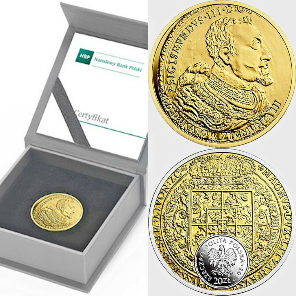 2017 Poland Silver Gilt 20 Zloty golden 100 ducats of King Sigismund Vasa