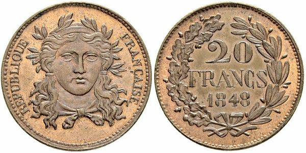France 1848 Essai Piefort Cooper Trial 20 Francs NGC MS65 MAZ-1251 Rare