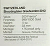 Swiss 2012 Gold Shooting Thaler 500 Francs Graubünden TRIO PCGS PR69 Hab-88a
