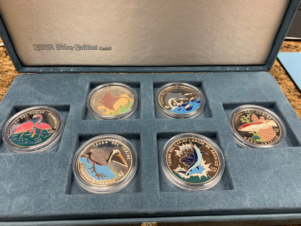 Cuba: Republic 6-Piece Silver "Fauna Del Caribe" 10 Pesos Set 1994