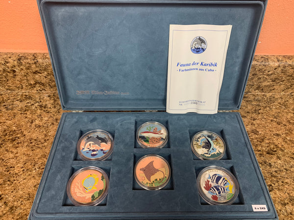 Cuba: Republic 6-Piece Silver "Fauna Del Caribe" 50 Pesos Set 1996
